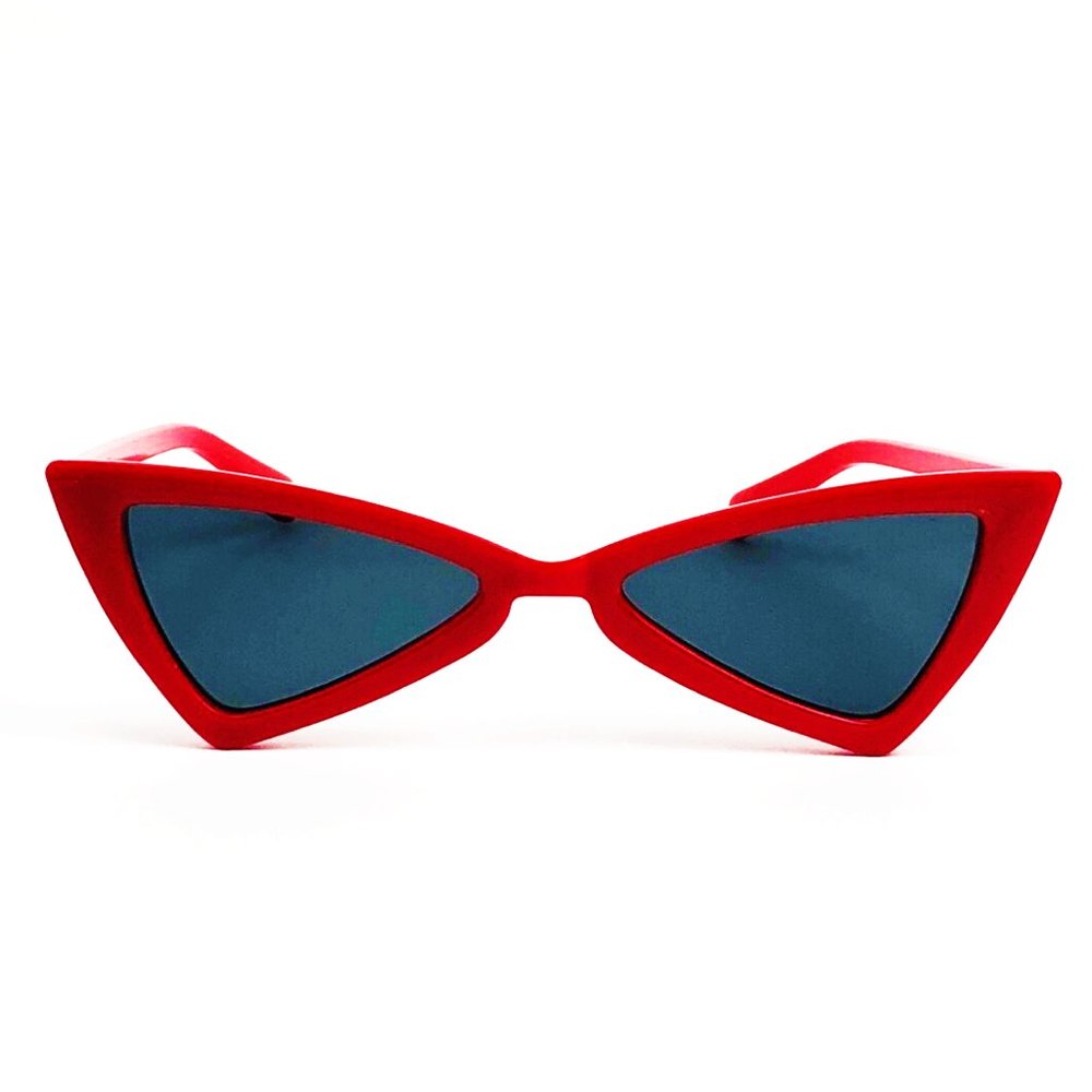 Red Retro Sunglasses Triangle Lens Decade Eighties
